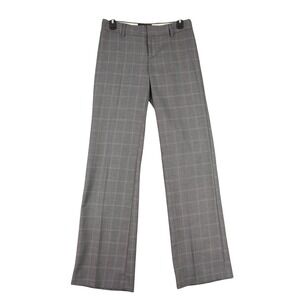 Banana Republic Womens 2 Martin Fit Gray Windowpane Dress Pants Career Stretch